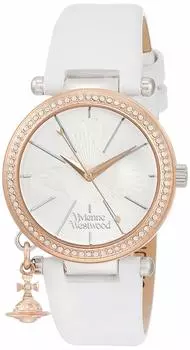 [Vivienne Westwood] Часы Orb Pastel из нержавеющей стали с серебристым циферблатом из белой кожи, кварцевые, VV006RSWH, женские, белые