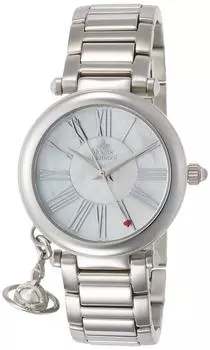 [Vivienne Westwood] Часы ORB с белым циферблатом из нержавеющей стали, кварцевые, VV006PSLSL, серебристые [Товар]