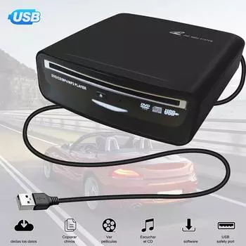 Внешний автомобильный DVD-CD-плеер для MP5, светодиодных телевизоров, ПК и большинства автомобилей, таких как Tesla Model 3 2019-2021, портативный CD-плеер с питанием от USB USB чёрный