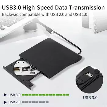 Внешний DVD RW CD Writer USB 3.0 DVD Recorder Портативный тонкий оптический привод Burner Reader Player Tray Type Portable для ПК ноутбука