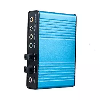 Внешняя звуковая карта Оптоволокно USB 5.1 HD для настольного ноутбука Синий