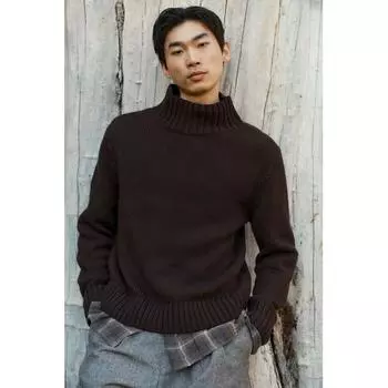 Водолазка HM Regular Fit темно-коричневого цвета XS