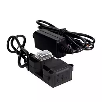 Водонепроницаемое двойное USB-разъем 12 В для зарядного устройства на руль мотоцикла с креплениями чёрный