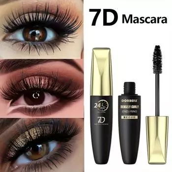 Водостойкая тушь 7D Silky Fiber Black Mascara, стойкая 24 часа, без комочков и не размазывается, с оливковой щеточкой для объемных ресниц