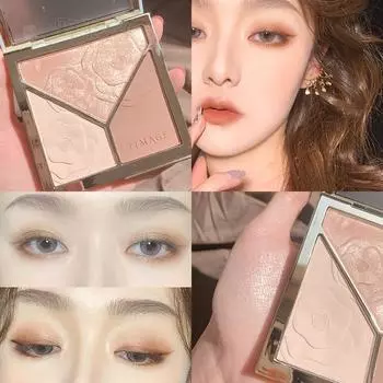 Водостойкие глянцевые тени для век Contouring Tray Shade Fine Shimmer, матовые трехцветные тени для век Sleeper Silkworm Tray Powder Стойкий женский макияж