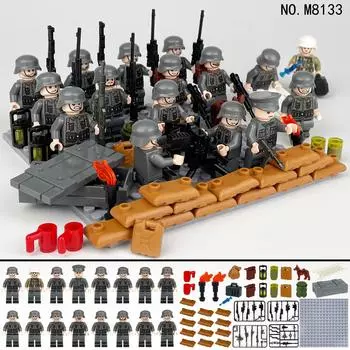 Военная серия WW2 Medic Trench Fort Scene Детская игрушка-конструктор