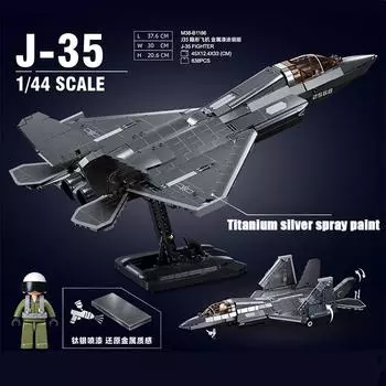 Военный невидимый палубный самолет J-35 истребители модель кирпичики классический Batter бомбардировщик боевой самолет строительные блоки игрушка подарок