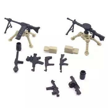 Военный пулемет времен Второй мировой войны MG34 Browning Dp-28, оружие, пистолеты, солдатские минифигурки MOC, армейские детали, строительные кирпичи, игрушки