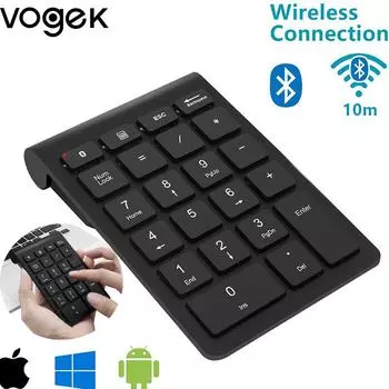 Vogek 22 клавиши Bluetooth цифровая клавиатура беспроводная цифровая клавиатура портативная Plug and Play цифровая клавиатура для ноутбука IPad Black