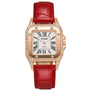 Vogue Clock кварцевые часы высокого качества циферблат женские популярные квадратные горячие продажи женские часы кожаный ремешок женские наручные часы Diamond Starry розовый