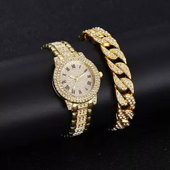 Vogue Diamond Rhinestone женские часы-браслет женские золотые часы люксовый бренд модные женские наручные часы женские часы