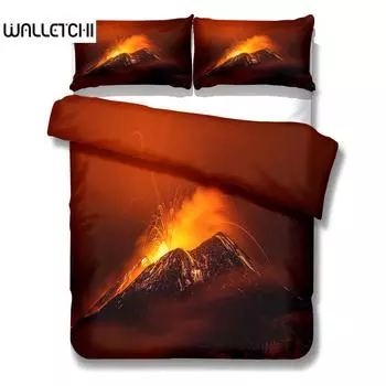 Volcano Erupting Bedding Set King Queen Double Full Twin Single Size Duvet Cover Pillow Case Bed Linen Set EU single(135x200cm)