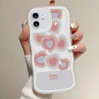 Волнистый чехол для телефона с сердечком для iPhone 15, 14, 13, 11, 12 Pro Max 7, 8, 14, 15 Plus X XR XS Max SE 2020, противоударная мягкая прозрачная задняя крышка For iPhone SE 2020