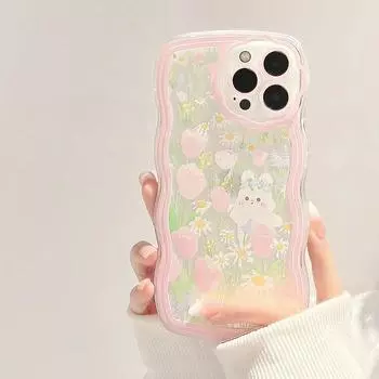 Волнистый чехол с милым цветком и мультяшным рисунком для iPhone 14 13 12 11 Pro Max XR XS X 7 8 Plus SE 2022, мягкий силиконовый чехол-бампер с веревкой For iPhoneSE 2020