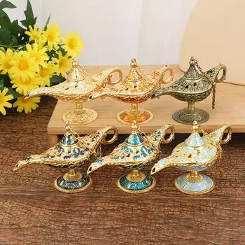 Волшебная лампа Аладдина, металлическая лампа желаний, художественное украшение, ремесло 11.5*6.8*4 золотой