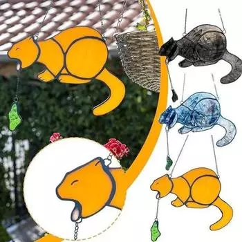 Vomiting Cat Acrylic Pendant Car Interior Rearview Mirror Decor Home Door Window жёлтый