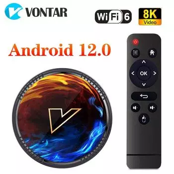 VONTAR H1 Android 12 TV Box Allwinner H618 Quad Core Cortex A53 Поддержка 8K видео BT Wifi6 Google Voice Media Player Set top box 2G16G IR RC чёрный/синий