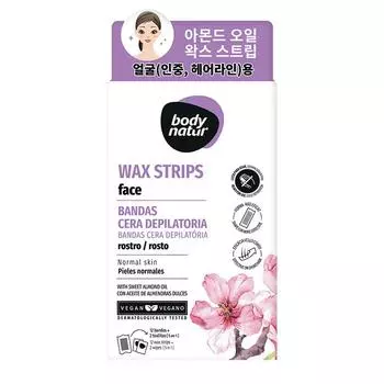 Восковые полоски для лица с маслом миндаля Body Nature, 1 набор
