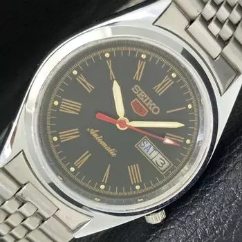 ВОССТАНОВЛЕННЫЕ АВТОМАТИЧЕСКИЕ ЧАСЫ SEIKO 5 7009A JAPAN MENS C ЧЕРНЫМ ЦИФЕРБЛАТОМ a427202-2 QRL-a427202