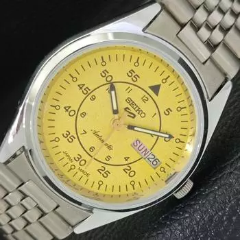ВОССТАНОВЛЕННЫЕ АВТОМАТИЧЕСКИЕ МУЖСКИЕ ЧАСЫ SEIKO 5 JAPAN 6309A С ЗОЛОТЫМ ЦИФЕРБЛАТОМ a427251-2 QRL-a427251