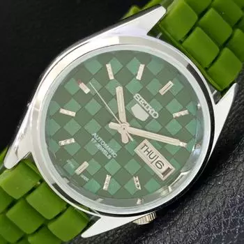 ВОССТАНОВЛЕННЫЕ АВТОМАТИЧЕСКИЕ МУЖСКИЕ ЧАСЫ SEIKO 5, СДЕЛАНО В ЯПОНИИ, ЗЕЛЕНЫЙ ЦИФЕРБЛАТ, ИЗГОТОВЛЕННЫЙ НА ЗАКАЗ a440113-2 QV90-a440113