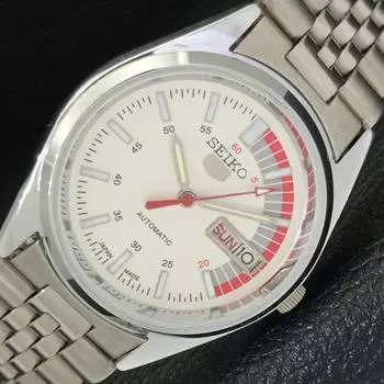 ВОССТАНОВЛЕННЫЕ JAPAN SEIKO 5 AUTOMATIC 6309A МУЖСКИЕ ЧАСЫ С БЕЛЫМ ЦИФЕРБЛАТОМ a427248-2 QRL-a427248