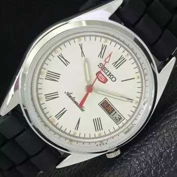 ВОССТАНОВЛЕННЫЕ JAPAN SEIKO 5 AUTOMATIC 7009A МУЖСКИЕ ЧАСЫ С БЕЛЫМ ЦИФЕРБЛАТОМ a427281-2 QRL-a427281
