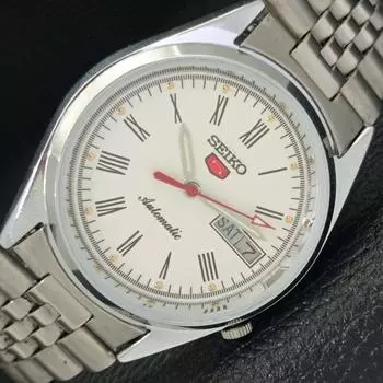 ВОССТАНОВЛЕННЫЕ JAPAN SEIKO 5 AUTOMATIC 7009A МУЖСКИЕ ЧАСЫ С БЕЛЫМ ЦИФЕРБЛАТОМ a427271-2 QRL-a427271