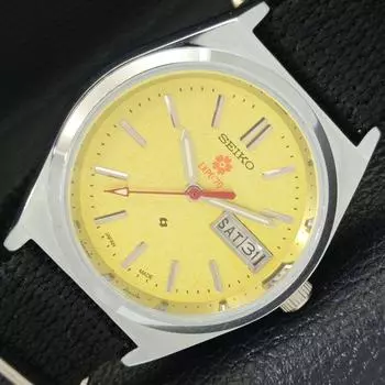 ВОССТАНОВЛЕННЫЕ JAPAN SEIKO EXPO 70 AUTOMATIC 6309A МУЖСКИЕ ЧАСЫ С ЖЕЛТЫМ ЦИФЕРБЛАТОМ a427266-2 QRL-a427266