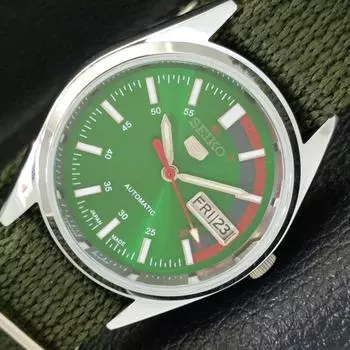 ВОССТАНОВЛЕННЫЕ МУЖСКИЕ ЧАСЫ SEIKO 5 AUTOMATIC 6309A JAPAN GREEN DIAL a427327-2 QRL-a427327