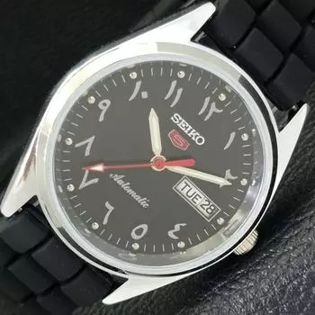 ВОССТАНОВЛЕННЫЕ МУЖСКИЕ ЧАСЫ SEIKO 5 AUTOMATIC 6309A JAPAN ARABIC С ЧЕРНЫМ ЦИФЕРБЛАТОМ a427340-2 QRL-a427340