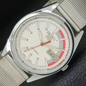 ВОССТАНОВЛЕННЫЕ МУЖСКИЕ ЧАСЫ SEIKO 5 AUTOMATIC 6309A JAPAN С БЕЛЫМ ЦИФЕРБЛАТОМ a427249-2 QRL-a427249