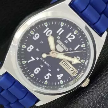 ВОССТАНОВЛЕННЫЕ МУЖСКИЕ ЧАСЫ SEIKO 5 AUTOMATIC JAPAN 6309A С СИНИМ ЦИФЕРБЛАТОМ a427297-2 QRL-a427297