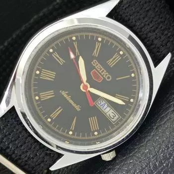 ВОССТАНОВЛЕННЫЕ МУЖСКИЕ ЧАСЫ SEIKO 5 AUTOMATIC JAPAN 7009A С ЧЕРНЫМ ЦИФЕРБЛАТОМ a427203-2 QRL-a427203