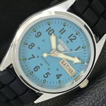 ВОССТАНОВЛЕННЫЕ МУЖСКИЕ ЧАСЫ SEIKO 5 AUTOMATIC JAPAN С БИРЮЗОВЫМ ЦИФЕРБЛАТОМ a427315-2 QRL-a427315