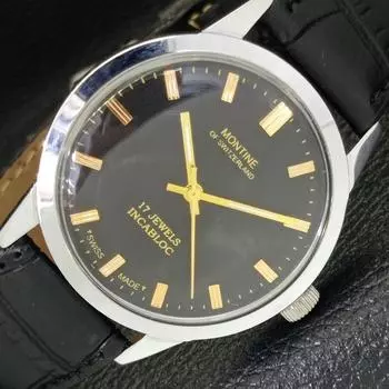 ВОССТАНОВЛЕННЫЕ МУЖСКИЕ НАРУЧНЫЕ ЧАСЫ MONTINE 17 JEWELS С РУЧНЫМ ЗАВОДОМ a427455-2 RL-a427455