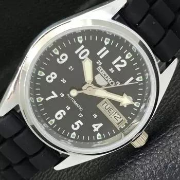 ВОССТАНОВЛЕННЫЕ SEIKO 5 AUTOMATIC 6309A ЯПОНИЯ МУЖСКИЕ ЧАСЫ С ЧЕРНЫМ ЦИФЕРБЛАТОМ a427313-2 QRL-a427313