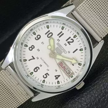 ВОССТАНОВЛЕННЫЕ SEIKO 5 AUTOMATIC 6309A ЯПОНИЯ МУЖСКИЕ ЧАСЫ С БЕЛЫМ ЦИФЕРБЛАТОМ a427306-2 QRL-a427306