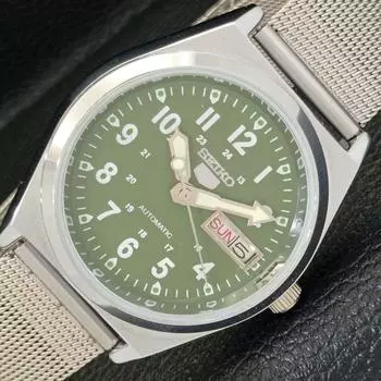 ВОССТАНОВЛЕННЫЕ SEIKO 5 AUTOMATIC 6309A ЯПОНИЯ МУЖСКИЕ ЧАСЫ С ЗЕЛЕНЫМ ЦИФЕРБЛАТОМ a427294-2 QRL-a427294