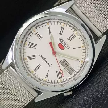 ВОССТАНОВЛЕННЫЕ SEIKO 5 AUTOMATIC 7009A JAPAN MENS ЧАСЫ С БЕЛЫМ ЦИФЕРБЛАТОМ a427270-2 QRL-a427270
