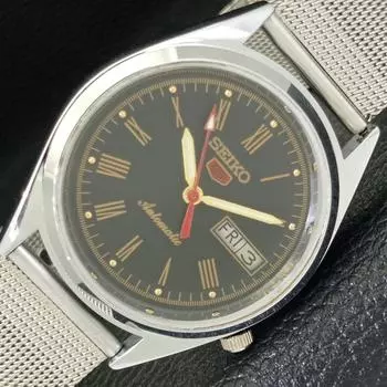 ВОССТАНОВЛЕННЫЕ SEIKO 5 AUTOMATIC 7009A JAPAN МУЖСКИЕ ЧАСЫ С ЧЕРНЫМ ЦИФЕРБЛАТОМ a427201-2 QRL-a427201