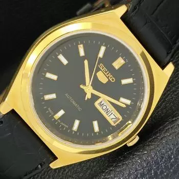 ВОССТАНОВЛЕННЫЕ SEIKO 5 АВТОМАТИЧЕСКИЕ ЧАСЫ С ДНЕМ/ДАТОЙ 6309A ЯПОНИЯ С ЧЕРНЫМ ЦИФЕРБЛАТОМ a427910-2 R1054-a427910