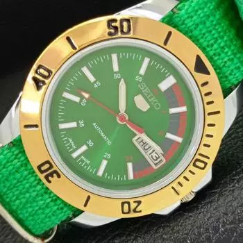 ВОССТАНОВЛЕННЫЕ SEIKO 5 АВТОМАТИЧЕСКИЕ ЯПОНИЯ 6309A НАРУЧНЫЕ ЧАСЫ С ЗЕЛЕНЫМ ЦИФЕРБЛАТОМ a426526-2 RL-a426526