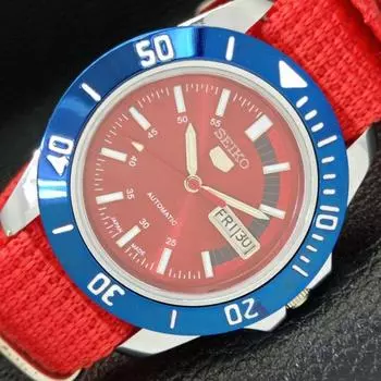 ВОССТАНОВЛЕННЫЕ SEIKO 5 АВТОМАТИЧЕСКИЕ ЯПОНСКИЕ 6309A НАРУЧНЫЕ ЧАСЫ С КРАСНЫМ ЦИФЕРБЛАТОМ a426536-2 RL-a426536