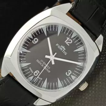 ВОССТАНОВЛЕННЫЕ ШВЕЙЦАРСКИЕ МУЖСКИЕ НАРУЧНЫЕ ЧАСЫ FORTIS WINDING С ЧЕРНЫМ ЦИФЕРБЛАТОМ 622b-a416719-2 lot622b-a416719