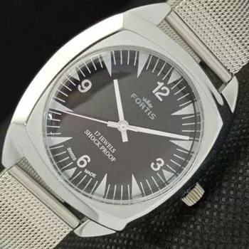 ВОССТАНОВЛЕННЫЕ ШВЕЙЦАРСКИЕ МУЖСКИЕ НАРУЧНЫЕ ЧАСЫ FORTIS WINDING С ЧЕРНЫМ ЦИФЕРБЛАТОМ 622b-a416696-2 lot622b-a416696