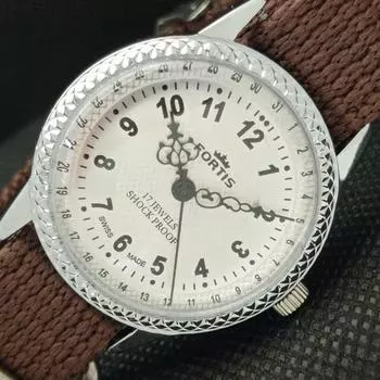 ВОССТАНОВЛЕННЫЕ ШВЕЙЦАРСКИЕ МУЖСКИЕ НАРУЧНЫЕ ЧАСЫ FORTIS WINDING СЕРЕБРЯНЫЙ ЦИФЕРБЛАТ 622c-a416840-2 lot622c-a416840