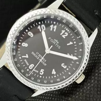 ВОССТАНОВЛЕННЫЕ ШВЕЙЦАРСКИЕ МУЖСКИЕ НАРУЧНЫЕ ЧЕРНЫЕ ЧАСЫ FORTIS WINDING 622c-a416930-2 lot622c-a416930