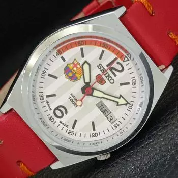 ВОССТАНОВЛЕННЫЕ ВИНТАЖНЫЕ АВТОМАТИЧЕСКИЕ МУЖСКИЕ ЧАСЫ SEIKO 5 JAPAN СЕРЕБРЯНЫЙ ЦИФЕРБЛАТ a433577-2 R117-a433577