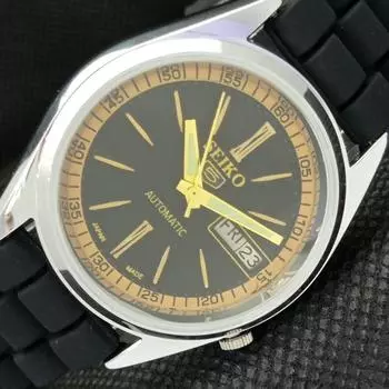 ВОССТАНОВЛЕННЫЕ ВИНТАЖНЫЕ МУЖСКИЕ ЧАСЫ SEIKO 5 AUTOMATIC 7009A ИЗ ЯПОНИИ, ЧЕРНЫЕ 598-a313049-9 SKU598-a313049